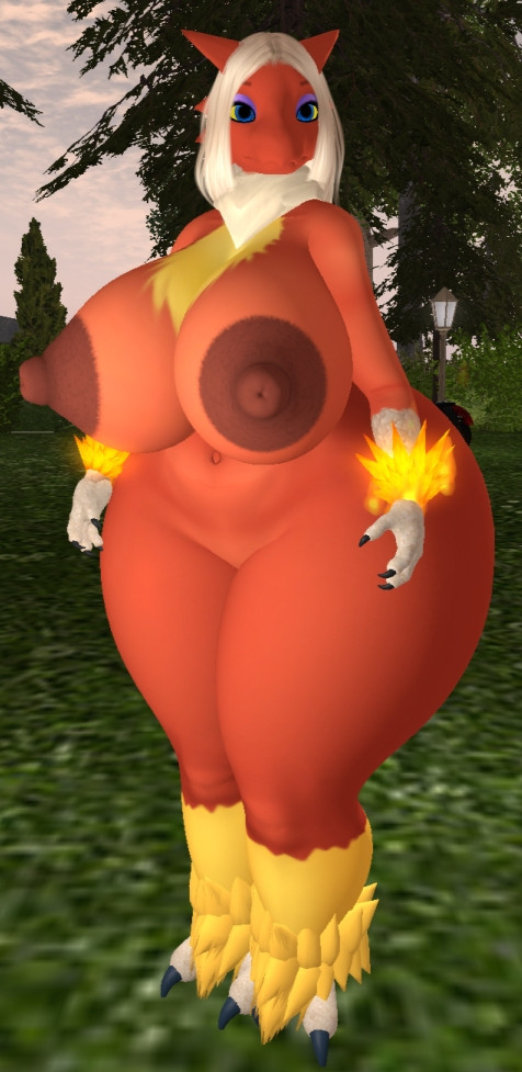 1girls barefoot big_ass big_breasts blaziken breasts bubble_butt cleavage feet female ferialexonar furry huge_ass huge_breasts nipples pokemon pokemon_(species) slightly_chubby solo standing tagme thick_thighs wide_hips