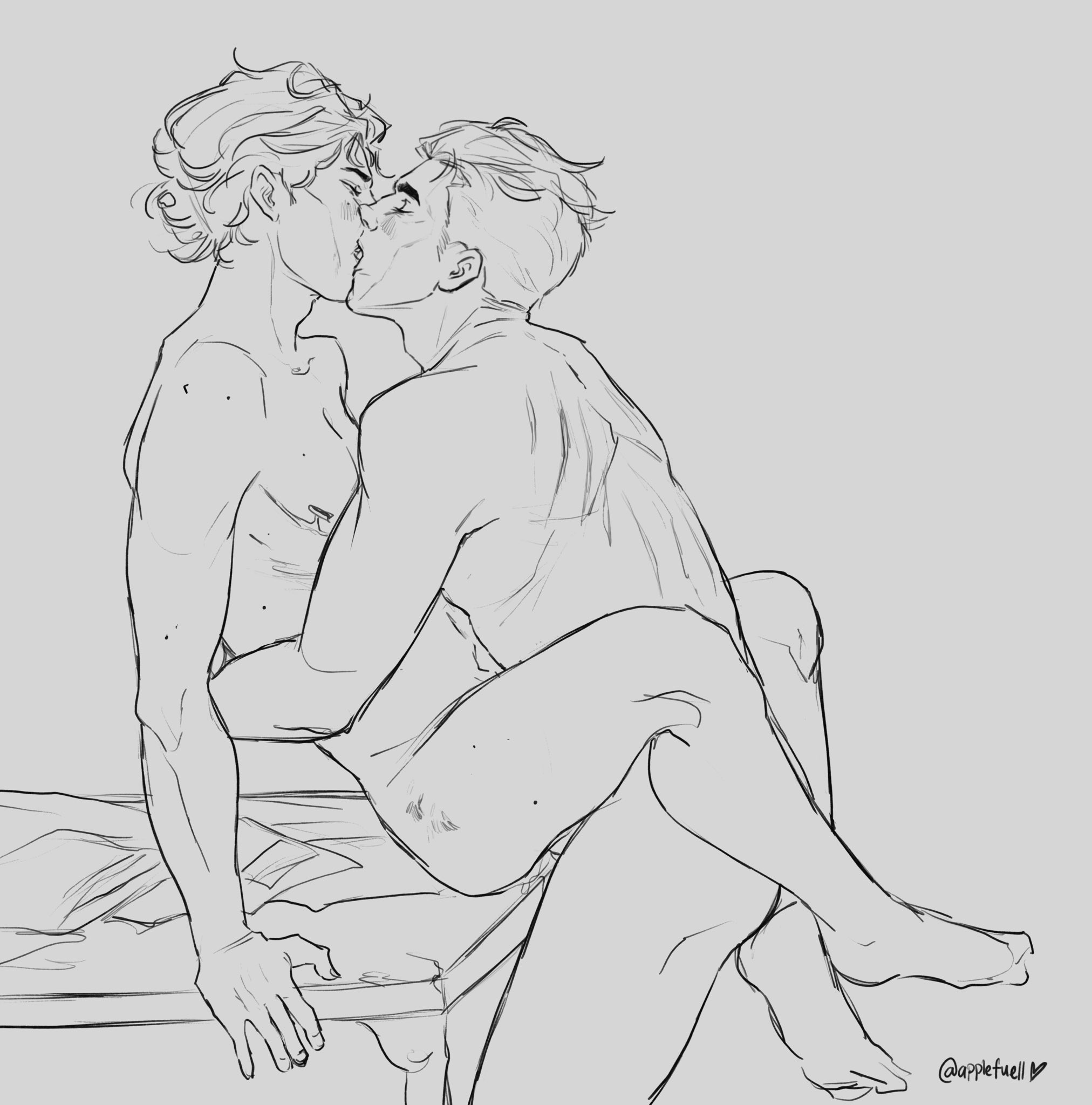 2boys, anal, anal sex, applefuell, arcane, arcane jayce, arcane viktor, blush, candlesoftener, closed eyes, completely nude, gay, jayce talis, kissing, league of legends, male, male only, male penetrating, male/male, nipples, nude, nude male, pecs, riot games, short hair, simple background, sketch, table, toned, toned male, viktor (league of legends), watermark, white background, yaoi
