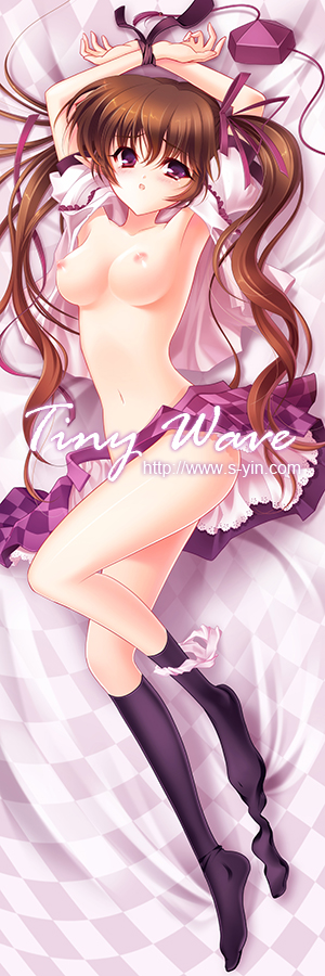 1girls bondage breasts brown_hair checkered checkered_skirt dakimakura female hat hatate_himekaidou legs long_hair nipples panties panties_around_leg panties_around_one_leg pointy_ears purple_eyes ribbon ribbon_bondage s-yin short_hair skirt sock_pull solo tied_hair tokin_hat touhou twintails underwear