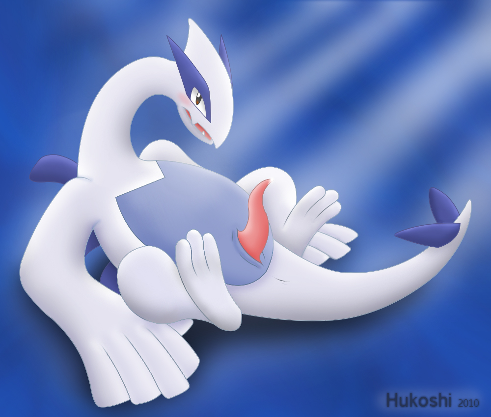 blue_skin blush color feral hukoshi lugia male male_only nintendo nude penis pokemon pokemon_(species) solo tagme white_skin