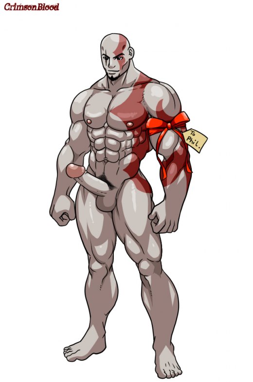 1boy abs big_penis bodybuilder crimsonblood erection god_of_war kratos male male_only muscle muscles nude pecs penis serratus_anterior solo