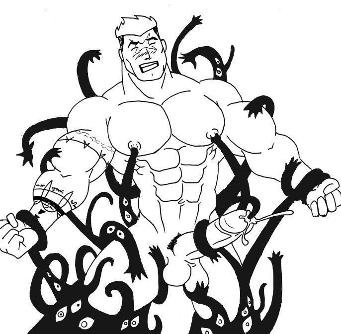 abs bound cum fullmetal_alchemist insertion male male_only monochrome muscles nude penis scar scar_(fullmetal_alchemist) tagme tattoo