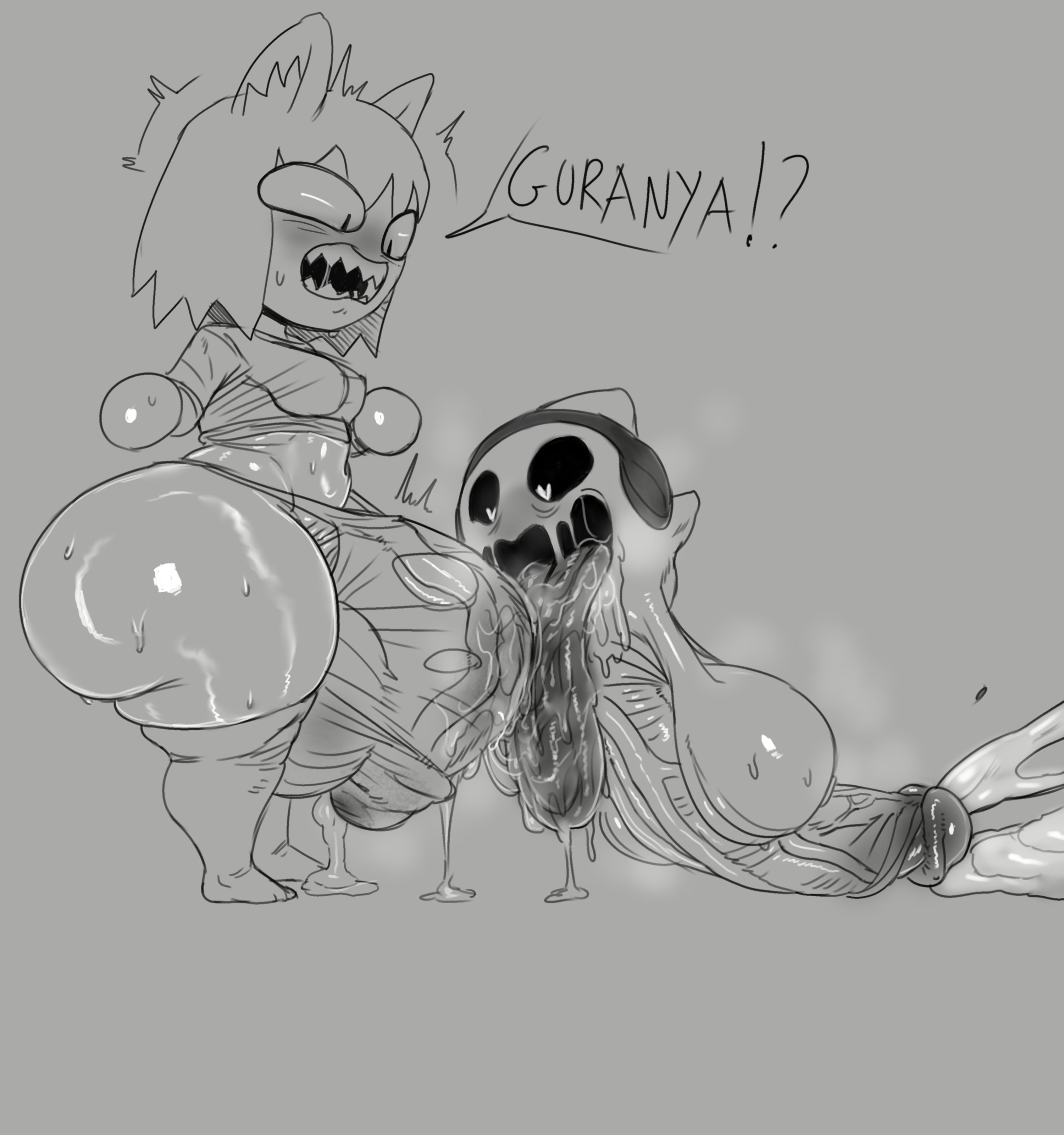 1boy, 1femboy, 1futa, balls, breasts, cat ears, chaoz (chaozdesignz), cum drip, cum in underwear, cum on body, cumming together, dialogue, excessive cum, faggot, feet, female, futa on male, futanari, ghost, heart pupils, hi res, hyper, hyper ass, hyper balls, hyper bulge, hyper butt, hyper genitalia, hyper penis, hyper thighs, hyper tongue, intersex, kiralchocolate, licking bulge, licking crotch, male, monochrome, neco-arc, penis, pupils, saliva, salivating, small breasts, sphere creature, sweat, sweating profusely, sweaty body, teasing, tsukihime
