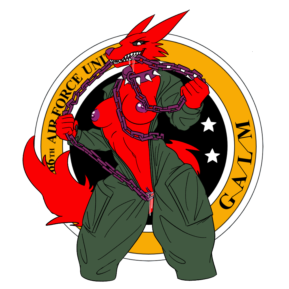 1:1 ace_combat ace_combat_zero alpha_channel anthro anthrofied black_sclera bodily_fluids breasts canid canid_demon chains chorsinnell39 claws collar demon dripping emblem exposed_breasts female flight_suit fluffy fluffy_tail fur galm_(ace_combat_zero) genital_fluids genitals hellhound mammal nipples purple_nipples purple_pussy pussy pussy_juice pussy_juice_drip pussy_juice_string red_body red_fur saliva sharp_teeth simple_background smile solo spiked_collar spikes teeth transparent_background unzipped_bodysuit yellow_eyes