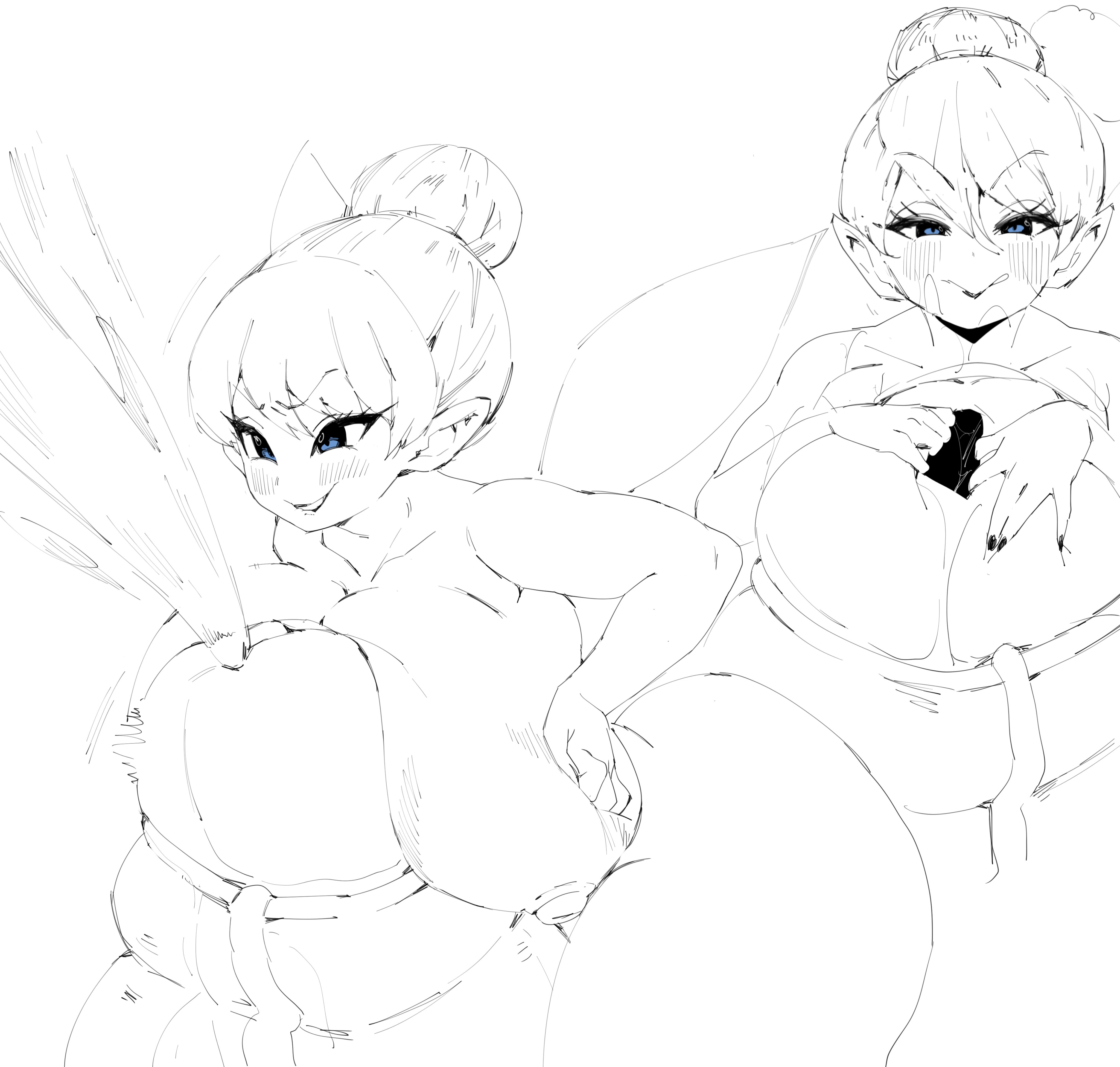1girls, 2d, 4 wings, areola, areolae, big breasts, black and white, breasts, clenched teeth, coffing (artist), disney, disney fairies, fairy, fairy wings, female, female focus, giant, hair bun, huge breasts, large breasts, larger male, macro, male, micro, micro female, micro on macro, micro on penis, multi wing, nipples, paizuri, partial male, penis, peter pan (disney), pointy ears, pubes, pubic hair, shoes, size difference, sketch, small female, small girl, smaller female, straight, tinker bell, tiny female, tiny girl, veins on dick, veiny, veiny penis, wings