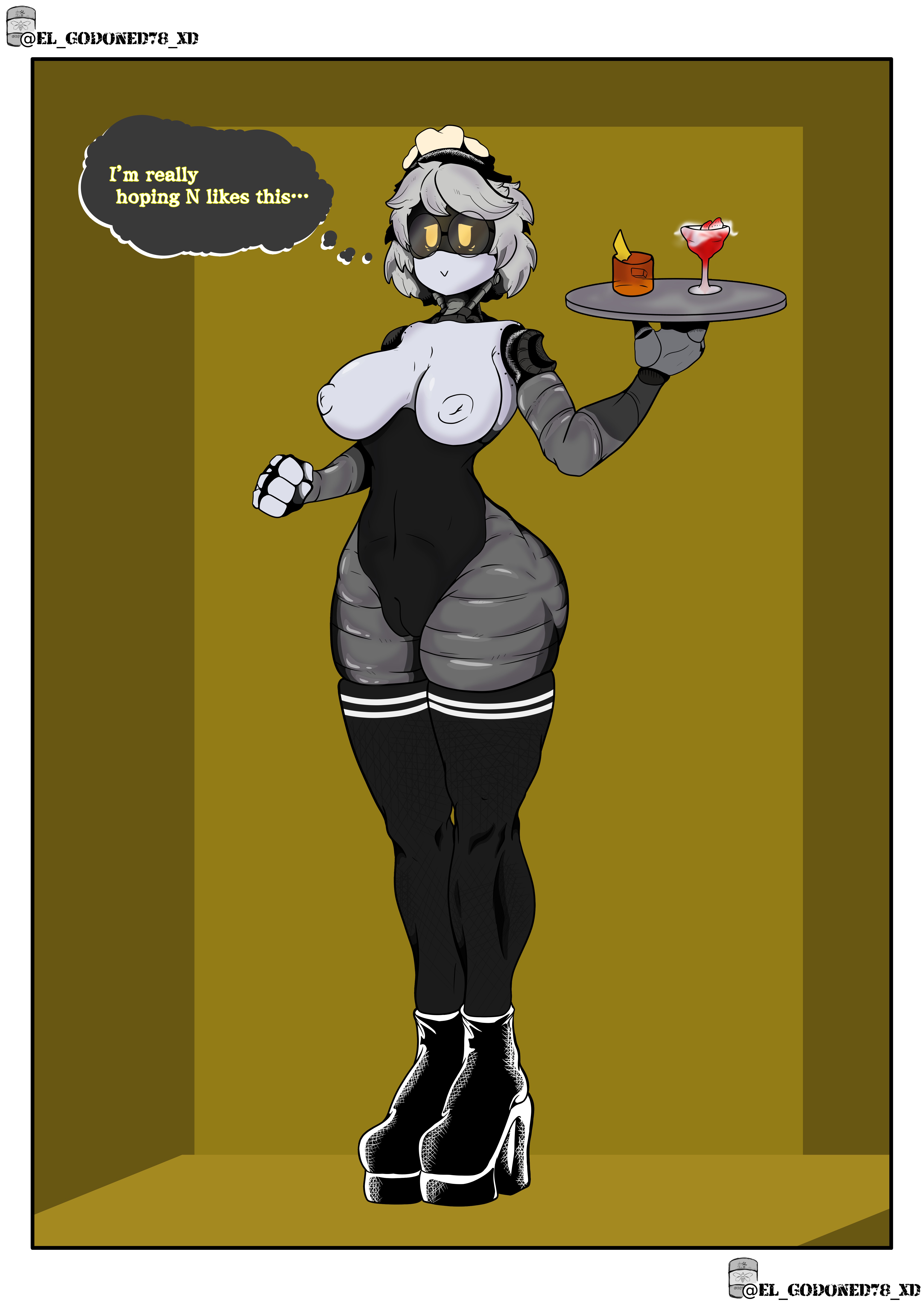 1girls, 1woman, big ass, big breasts, big butt, big thighs, breasts, comic, comic page, el godoned78 xd, female, female only, huge ass, murder drones, robot, robot girl, robot humanoid, robotic arm, solo, sonic (series), text, text bubble, thighs, v (murder drones)