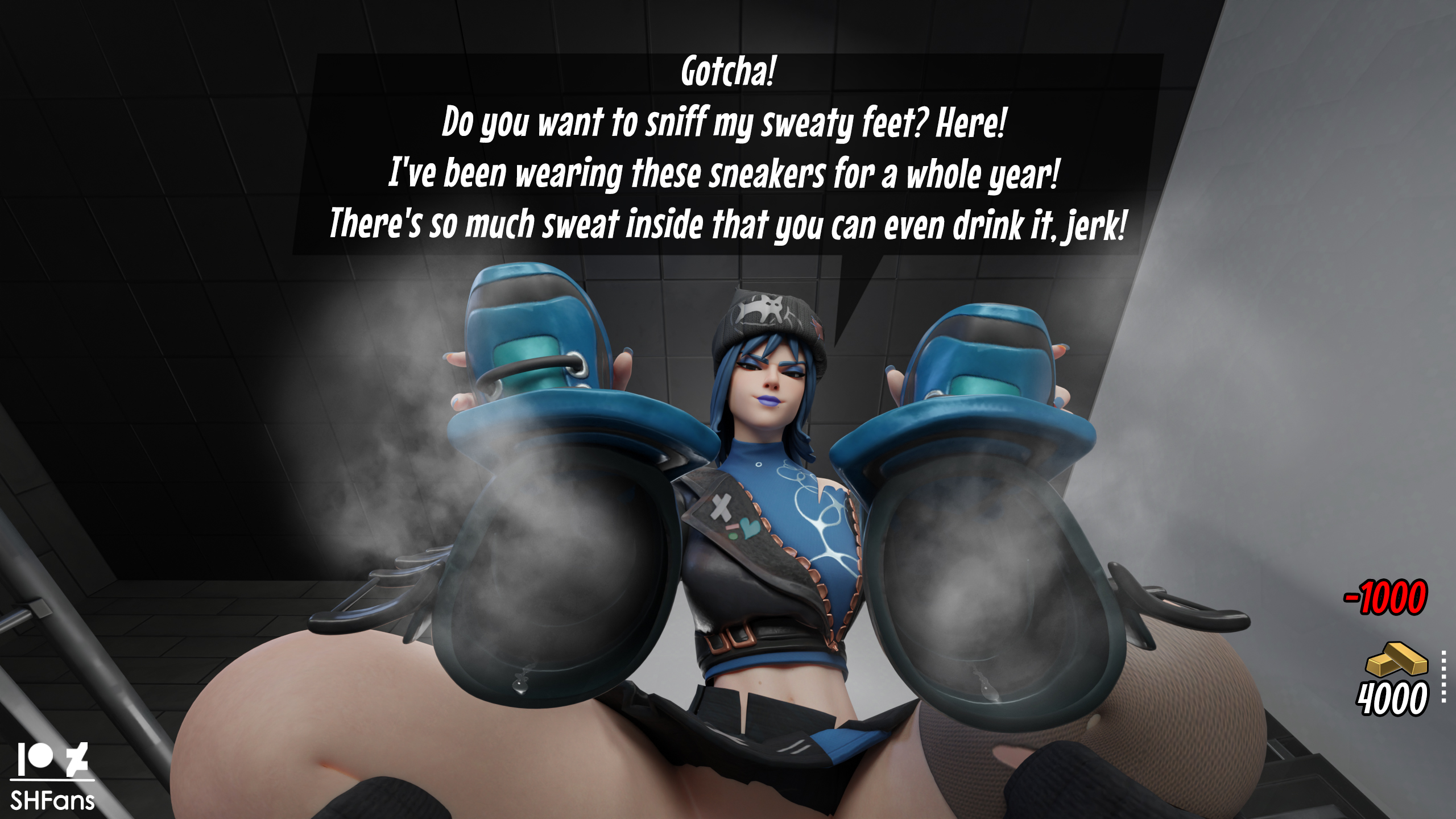 *shfans*, 1girls, 3d, 3d (artwork), 3d render, artist name, artist signature, artist upload, barefoot, black hair, deviantart, dialogue, dirty feet, emo, emo girl, english, english text, feet, feet fetish, feet sniff, female, female focus, female only, femdom, femdom caption, foot fetish, foot focus, foot worship, fortnite, fortnite: battle royale, goth, goth girl, hope (fortnite), musk, musk clouds, musky feet, patreon, patreon logo, patreon username, pov, presenting, presenting feet, raised, raised leg, red eyes, shfans, shoes, shoes removed, sniffing, sniffing feet, sniffing shoe, solo, solo female, sweat, sweatdrop, sweating, sweaty, sweaty feet, sweaty legs, young