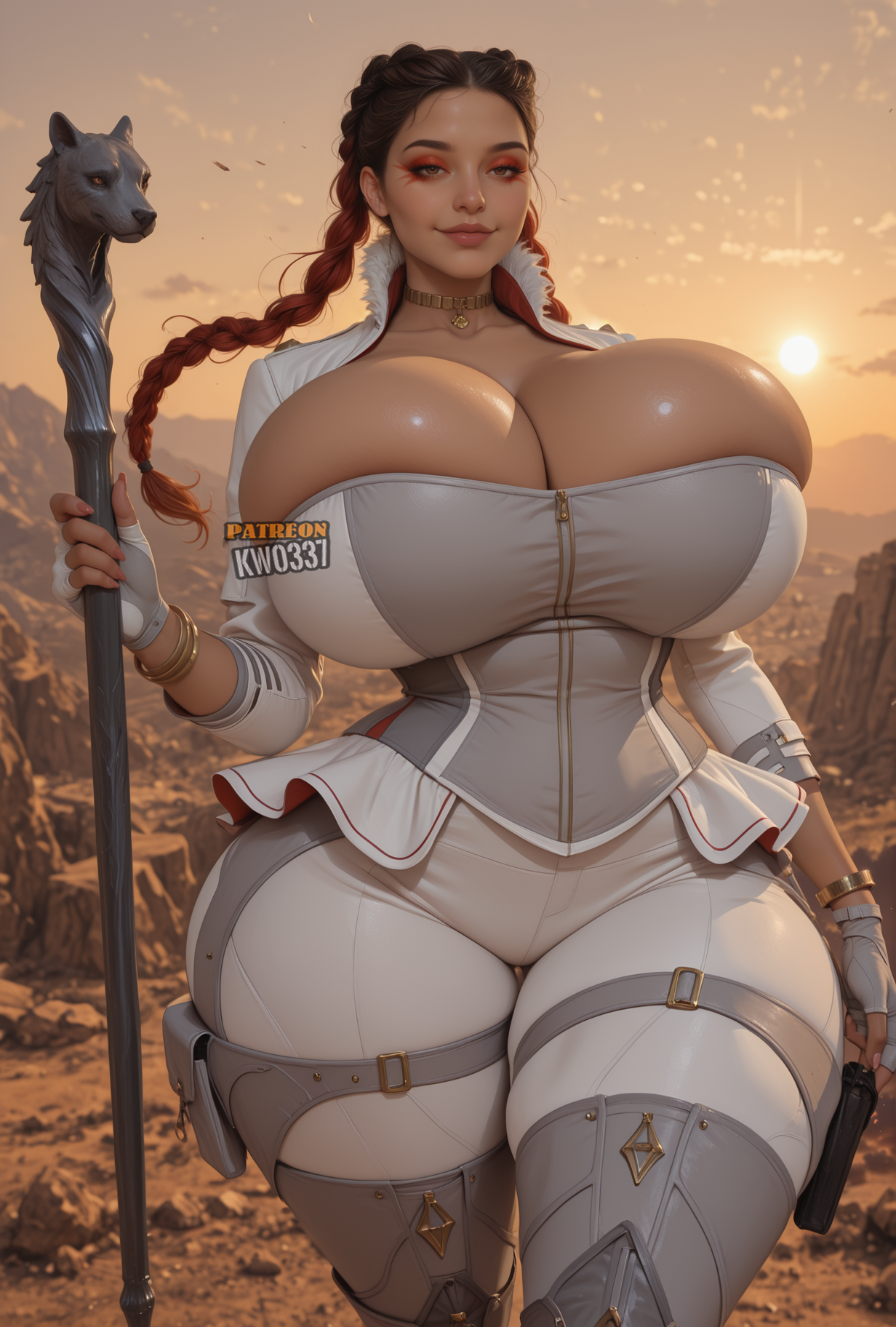 1female, 1girls, ai generated, apex legends, big breasts, breasts, female, kw0337, loba (apex legends), solo, solo female, thick thighs