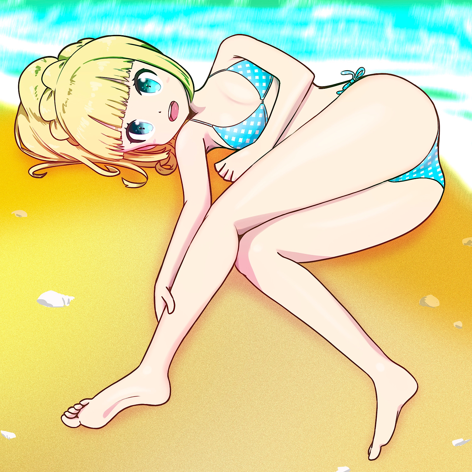 1girls, ass, beach, bikini, breasts, cleavage, female, female only, laying down, laying on side, lillie (pokemon), microsd (artist), nintendo, pokemon, pokemon sm, solo, solo female