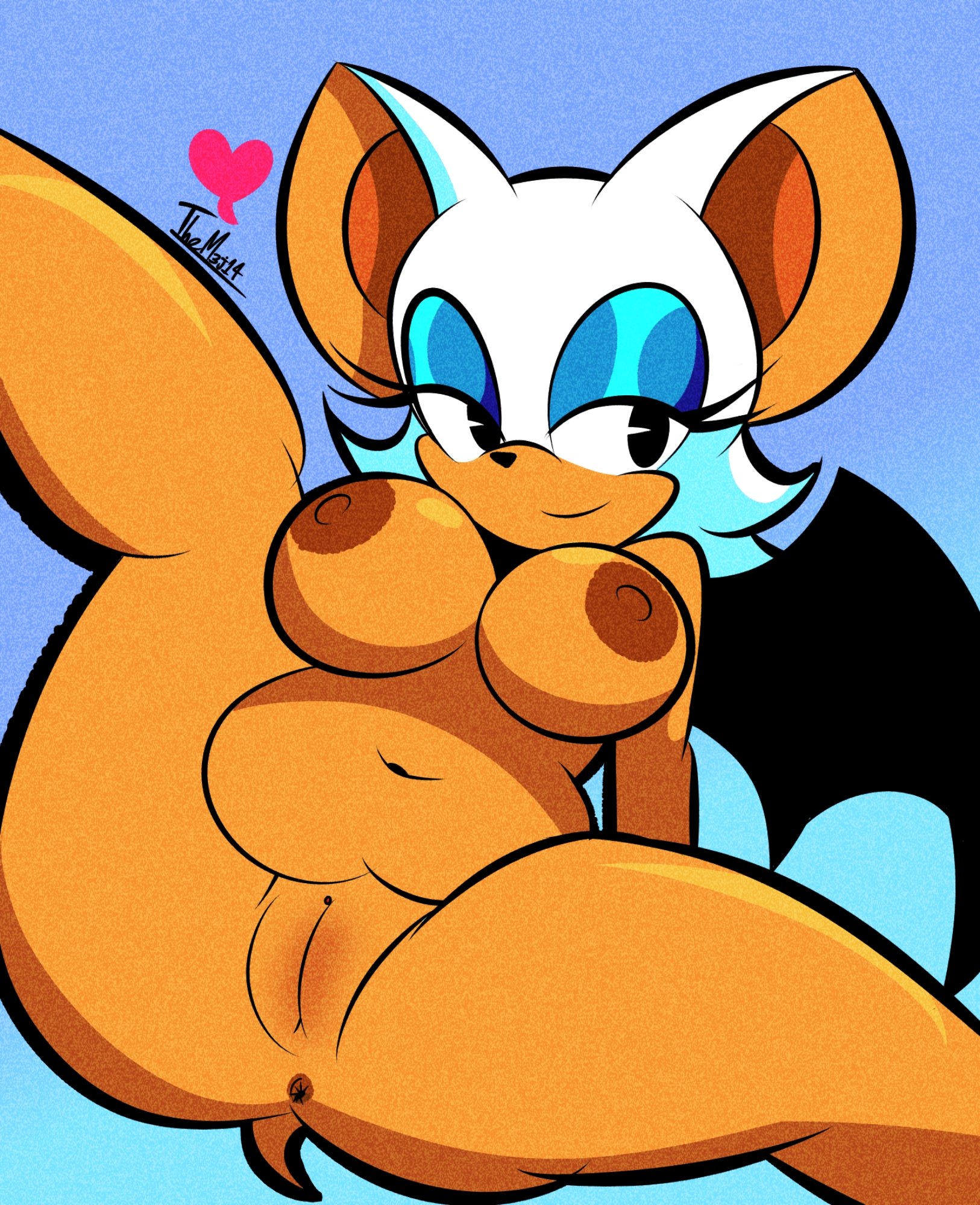 1girls, 2d, 2d (artwork), asshole, big breasts, boobs, breasts, chubby, chubby female, completely nude female, diego mejia, female, female only, presenting hindquarters, pussy, rouge the bat, sega, sonic (series), sonic the hedgehog (series), thick thighs, thighs