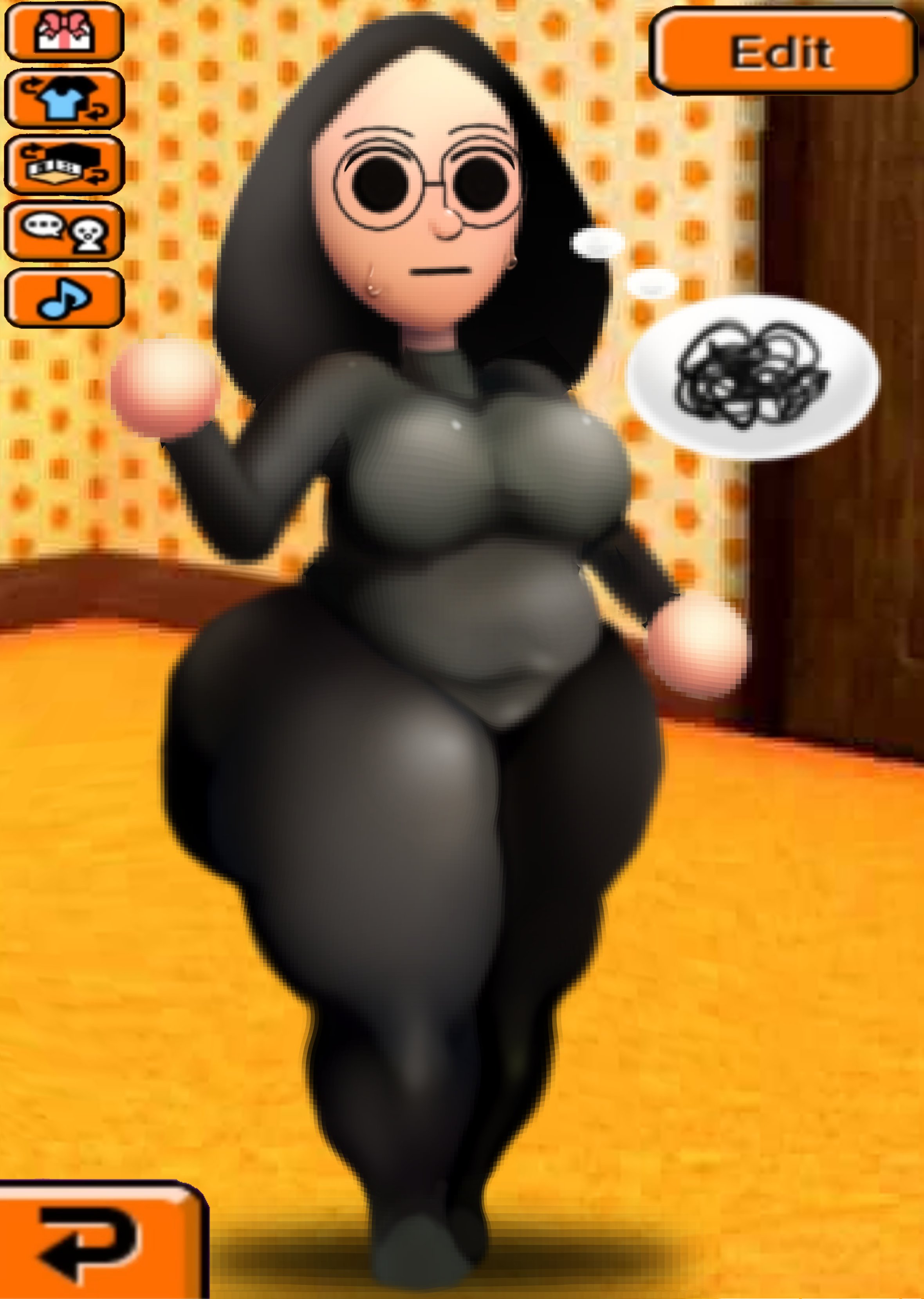 1girls, crabtopus, female, glasses, huge breasts, mii, mii (crabtopus), mob face, poorly tagged, tagme, thick thighs, tomodachi life, wide hips
