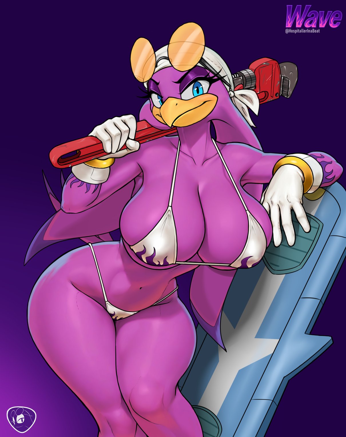 ass, big ass, big breasts, big tits, big titties, bikini, bikini bottom, bikini top, breasts, bubble ass, bubble butt, glasses, glasses on head, high quality, high resolution, highres, hospitallerinaboat, looking at viewer, pussy, sonic (series), sonic the hedgehog (series), wave the swallow