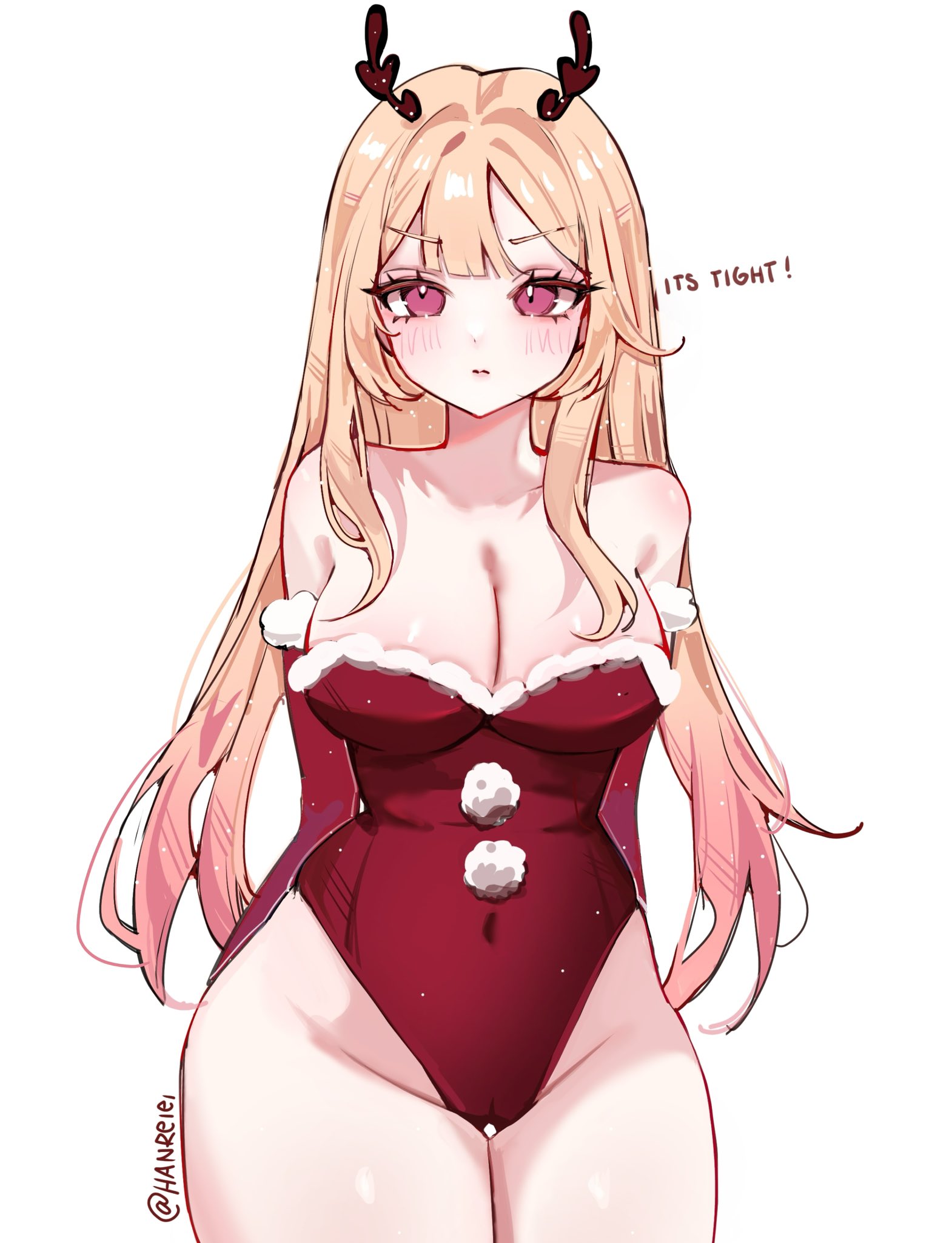 1girls, christmas, female, female focus, female only, hanreiei, kitagawa marin, light skin, light-skinned female, looking at viewer, solo, sono bisque doll wa koi wo suru, thick thighs, thighs, wide hips