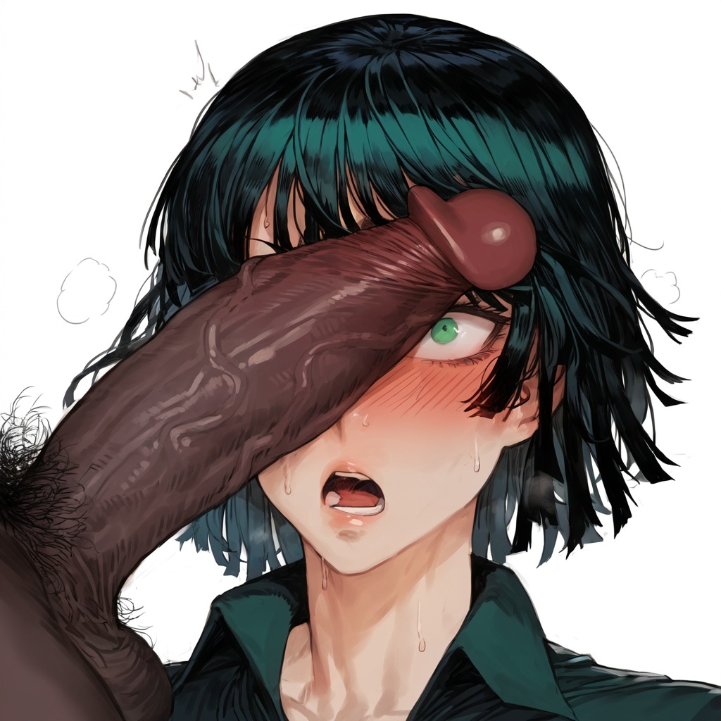 1boy, 1girls, ai generated, blush, breasts, cheating, cuckold, dark skin, dark-skinned male, female, fubuki (one-punch man), hairy penis, heavy breathing, huge cock, imminent sex, interracial, large breasts, large penis, light skin, light-skinned female, long penis, male, netorare, ntr, one-punch man, open mouth, penis, penis awe, penis on face, penis over eyes, sweat, veiny penis, very dark skin