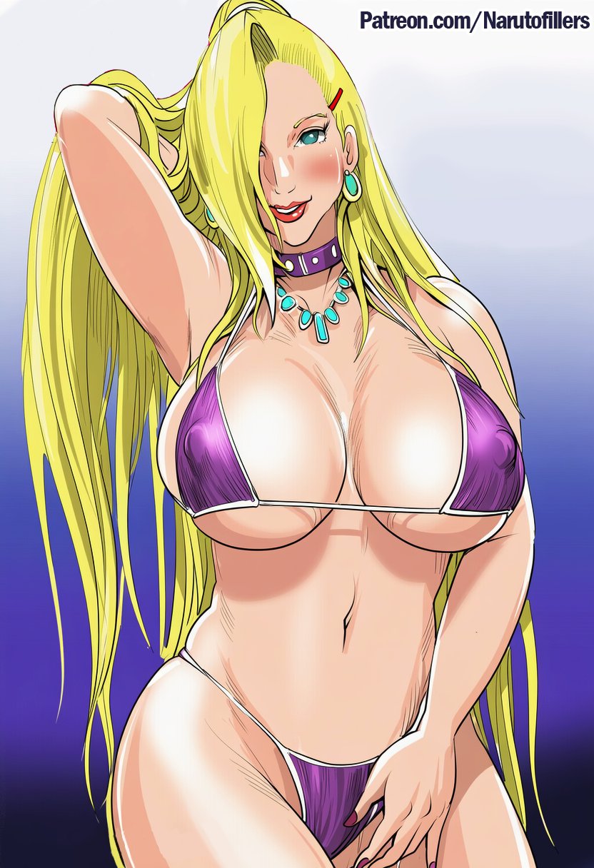 1girls, adapted costume, ai generated, ambiguous background, arm behind head, artist name, big breasts, bikini, bikini bottom, bikini top, blonde hair, blue eyes, boruto: naruto next generations, breasts, busty, choker, collar, earrings, erect nipples, erect nipples under bikini, erect nipples under swimsuit, female, female focus, gradient background, hair ornament, hair over one eye, hairclip, hot spring, huge breasts, ino yamanaka, jewelry, large breasts, light blue eyes, light skin, light-skinned female, lipstick, long hair, looking at viewer, makeup, mature, mature female, micro bikini, midriff, milf, naruto, naruto (series), naruto: the last, narutofillers, necklace, nipple bulge, one arm up, oppai, pale skin, pale-skinned female, patreon username, ponytail, presenting, presenting breasts, revealing swimsuit, skimpy, skimpy bikini, swimsuit, thick thighs, thighs, tied hair, underboob, url, very long hair, voluptuous, voluptuous body, voluptuous female, water, watermark, web address, wet, wet body, wet skin, white skin, wide hips