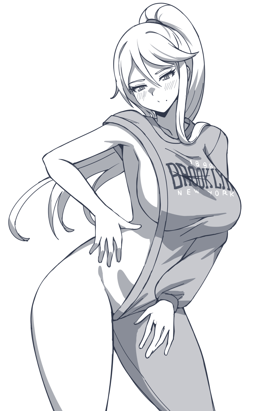 brooklyn sweater, female, meme attire, metroid, no bra, no panties, samus aran, solo, zuchysdraws