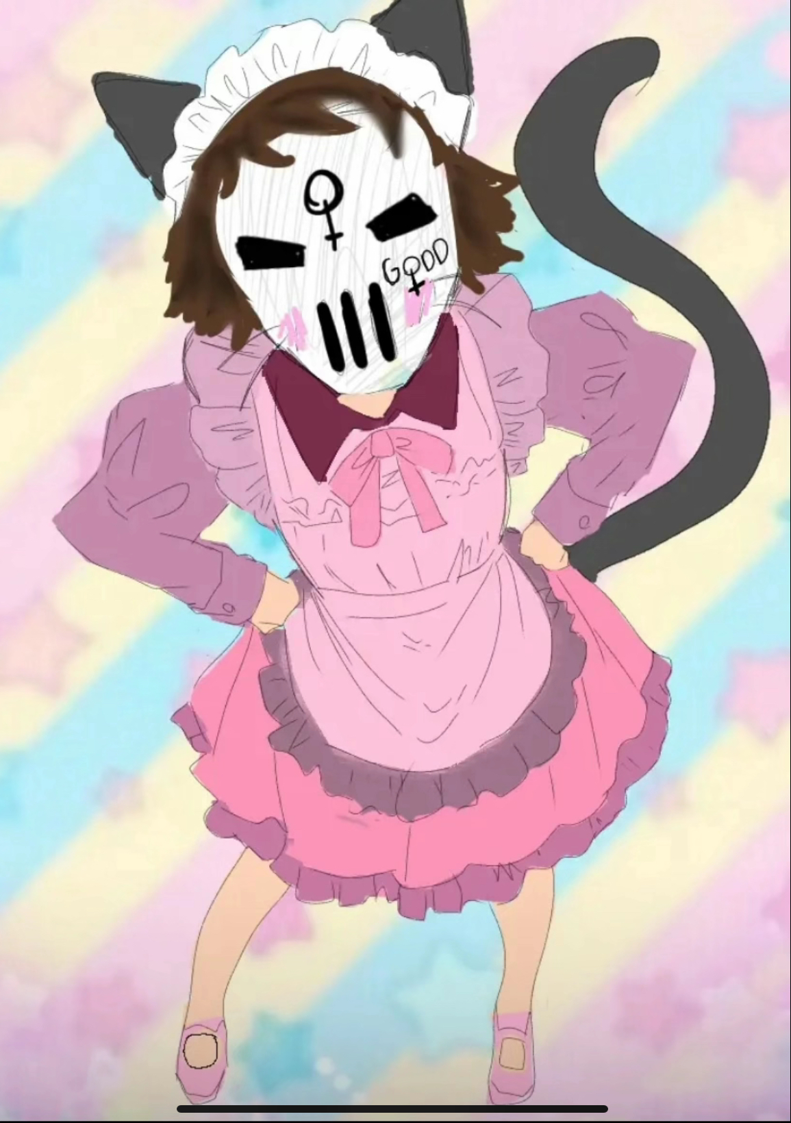 cat ears, cat tail, catboy, femboy, lil godd, male, meme, pink dress, tagme, tiktok, tiktoker, tsundere