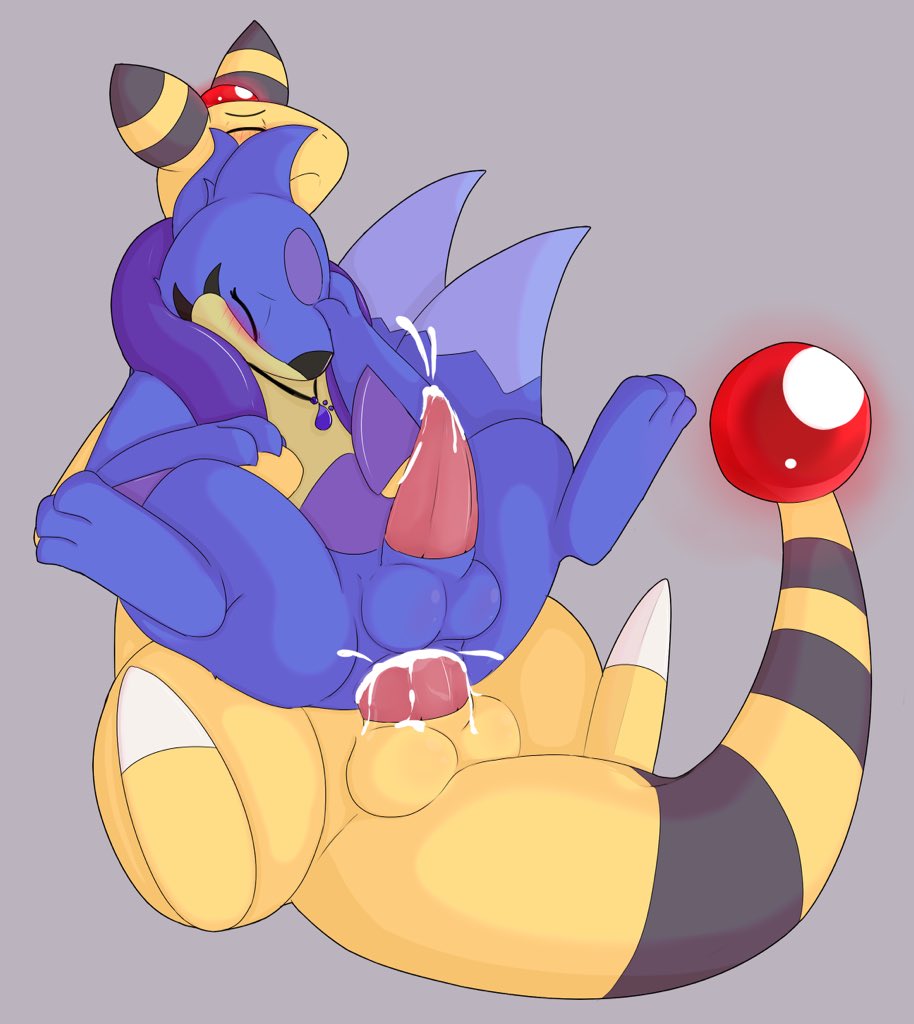 ampharos anal anal_orgasm anal_sex balls blush bodily_fluids closed_eyes cum cum_in_ass cum_inside cum_while_penetrated duo feral floatzel genital_fluids genitals koalcleaver looking_pleasured male male/male male_penetrated male_penetrating male_penetrating_male nintendo penetration penis pokémon_(species) pokemon pokemon_(species) sitting tapering_penis video_games