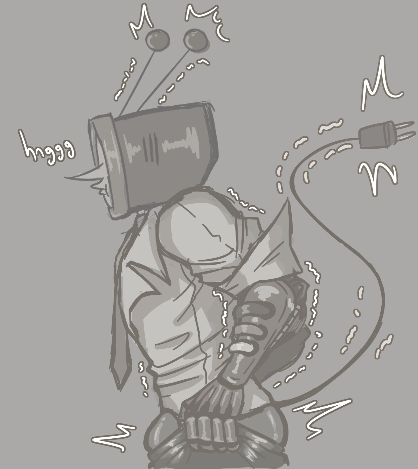antennae (anatomy), ass, ass and cock pose, big ass, bulge, bulge through clothing, deltarune, letttusse, male, penis, putting clothes on, putting on pants, tail, tenna (deltarune), thick ass, tv head