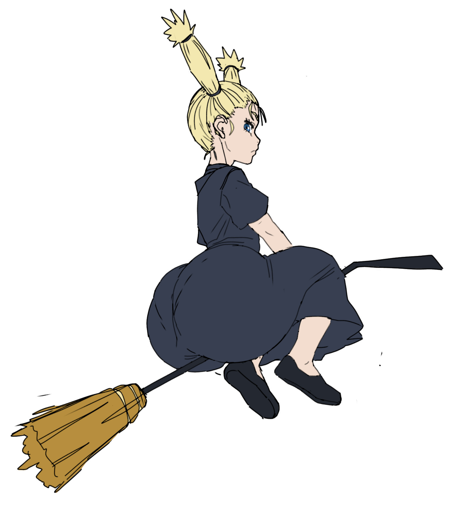 1girls, ass, big ass, big butt, broom riding, broomstick, bubble butt, doodle, edit, fat ass, huge ass, jujutsu kaisen, large ass, nishimiya momo, planktiton, sketch, solo, solo female, solo focus, twintails