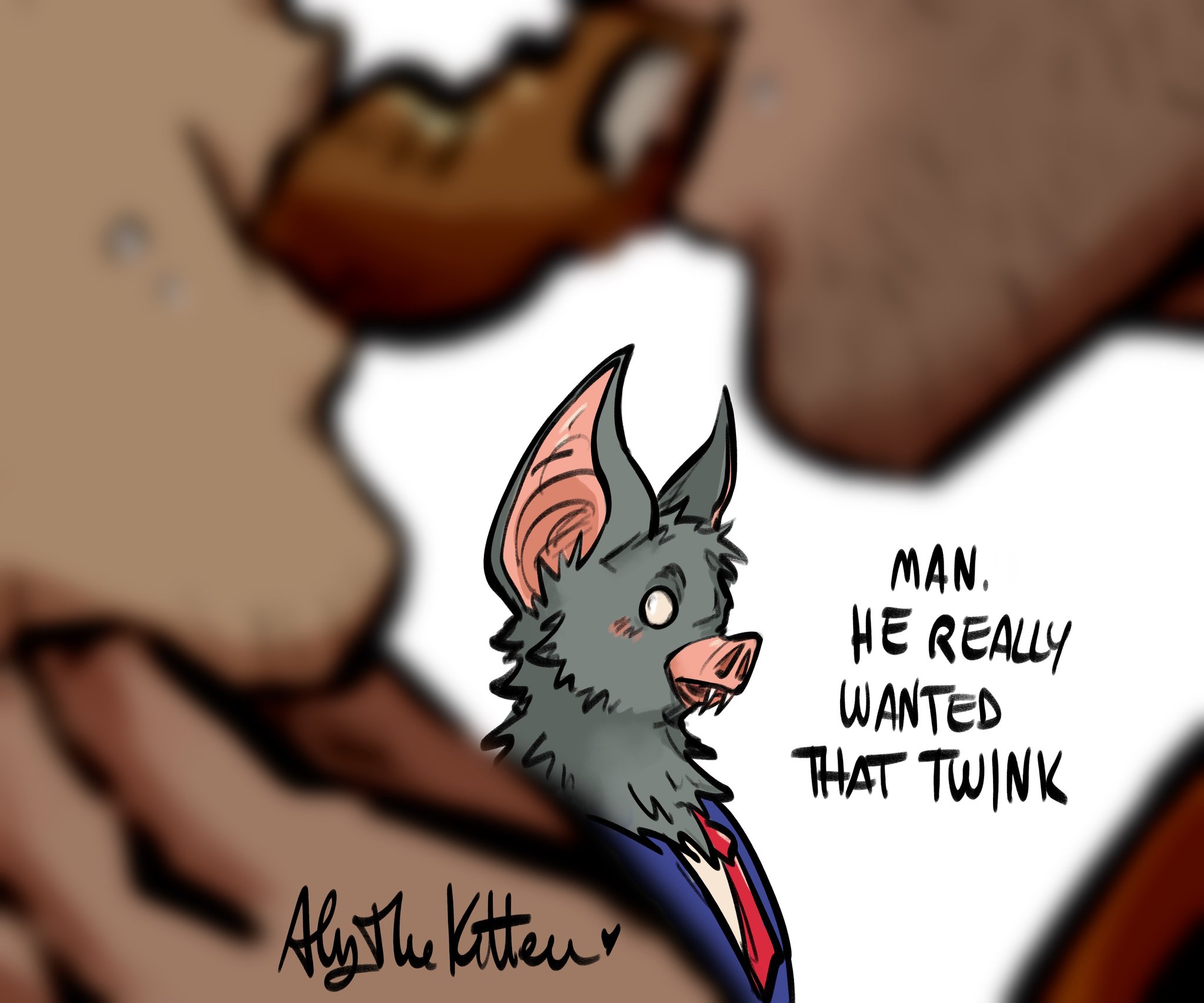 alythekitten, bat, dispatch (game), eating food, flambae, food, furry, gay, male, male only, robert robertson, sharing food, sonar (dispatch), yaoi