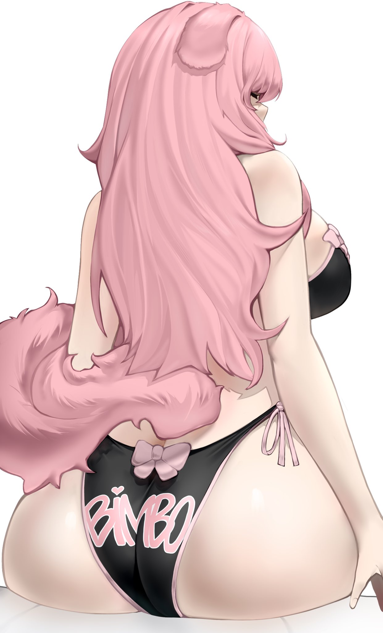 1female, 1girl, 1girls, 1woman, animal tail, anniepants02, ass, ass focus, big ass, big butt, bikini, bimbo, bow, bow panties, butt, dog ears, dog girl, dog tail, female, heterochromia, indie virtual youtuber, indie vtuber, looking back, pink hair, pink tail, streamer, string bikini, tail, virtual youtuber, vtuber, vtuberfanart, woman, youtube, youtuber