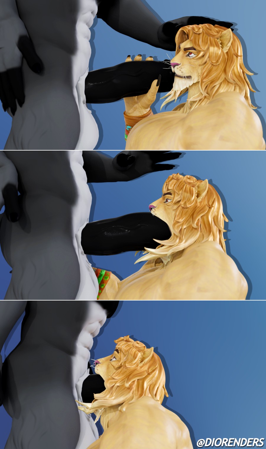 3d, 3d (artwork), 3d model, 3d render, anthro, balls, big balls, big penis, blender, blender (artwork), blender (software), canid, canine, canis, cock, cock sucking, cock worship, deep blowjob, deepthroat, diorenders, diorwhite, dominant, dominant anthro, dominant male, duo, epic games, eyes rolling back, face fucking, felid, fortnite, furry, furry male, furry only, gay, huge balls, huge cock, huge testicles, kingston (fortnite), lion, male, male only, muscles, muscular, muscular anthro, muscular male, penis, penis out, penis size difference, thick penis, twitter, werewolf, wolf, wolf (petruz)