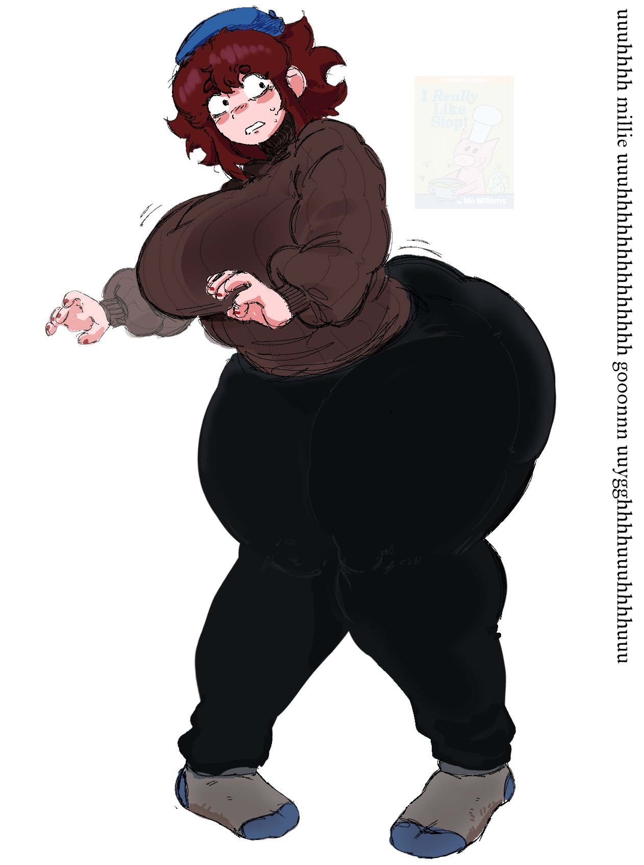 auburn hair, bbw, big breasts, bottom heavy, breasts, chubby female, dumb girl, fat ass, friday night funkin, friday night funkin mod, girlfriend (friday night funkin), huge ass, huge breasts, korean nooby (artist), massacre girlfriend (friday night funkin), millie (mistful crimson morning), mistful crimson morning, oc, thick legs, thick thighs, wide hips