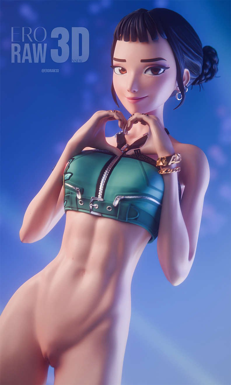3d, 3d (artwork), 3d model, 3d render, blender, blender (artwork), blender (software), blender cycles, bottomless, eroraw3d, female, fortnite, kpop demon hunters, netflix, posing, posing for picture, posing for the viewer, posing nude, public, public exposure, public nudity, pussy, solo, zoey (kpop demon hunters)