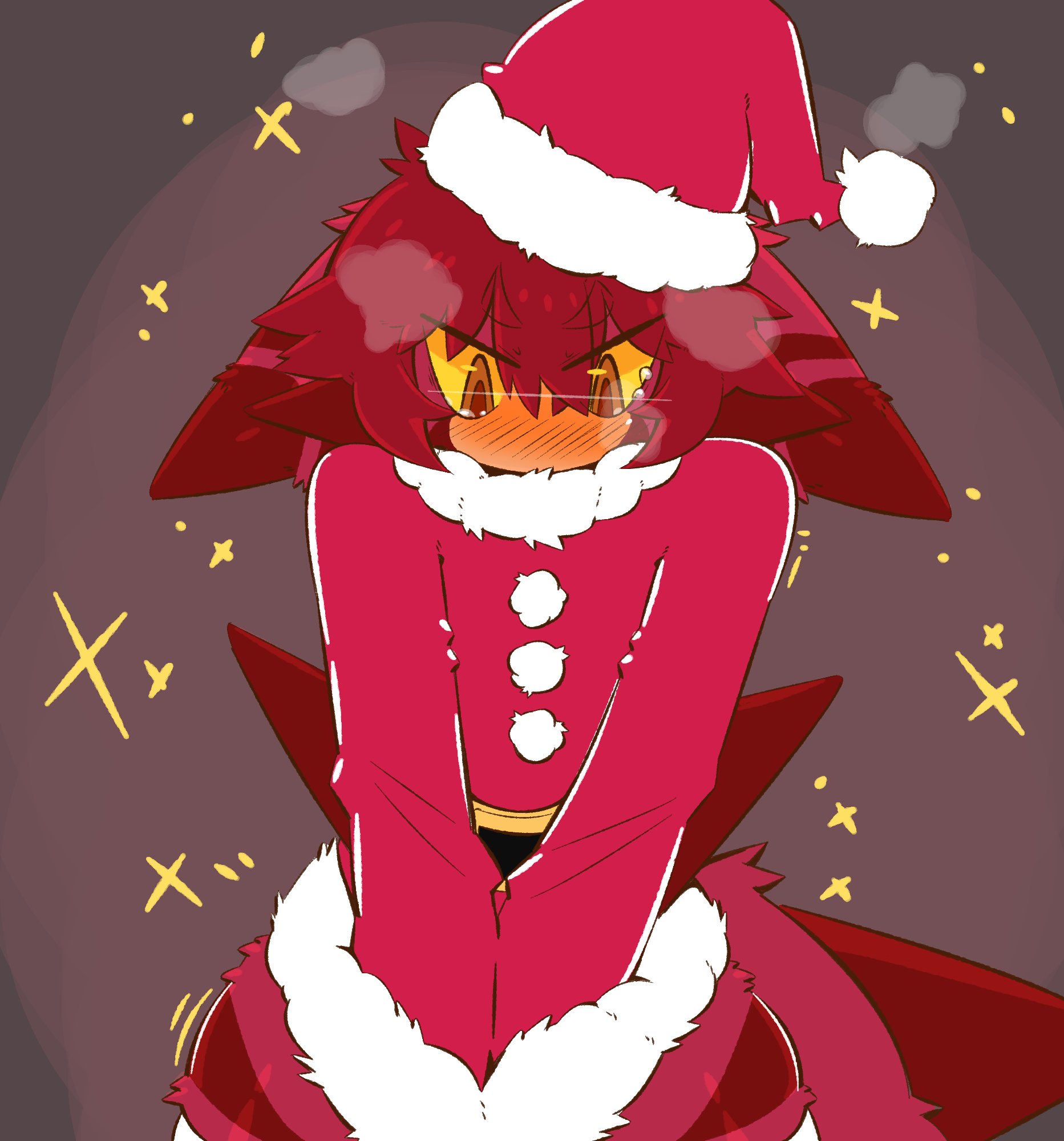 blush, christmas, cute, fur, furry, gaogomon, gomon, shy, sobbing