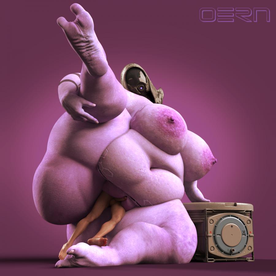 belly, belly button, feet, huge breasts, hyper, hyper breasts, hyper thighs, large belly, mass effect, nipples, oern, quarian, thick thighs, unbirthing, vagina, vore, vore belly