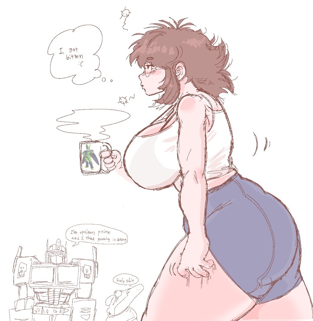 big breasts, breasts, chubby female, dialogue, dragon ball, dragon ball z, dumb girl, fat ass, friday night funkin, friday night funkin mod, funny, girlfriend (friday night funkin), huge ass, huge breasts, korean nooby (artist), leatherface patrick (friday night funkin), massacre girlfriend (friday night funkin), millie (mistful crimson morning), mistful crimson morning, oc, optimus prime, patrick star, perfect cell, side view, spongebob squarepants, thick thighs, transformers, walking, wide hips