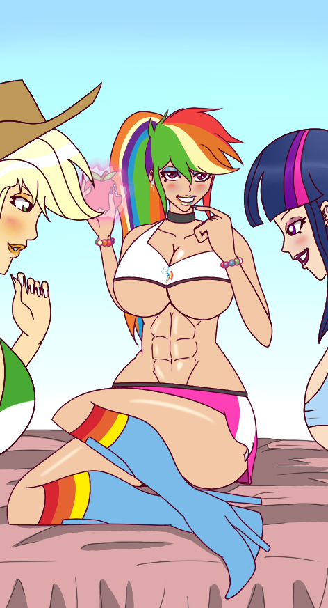 2017 3girls abs annon apple applejack_(mlp) bimbo equestria_girls female female_only high_heels huge_ass huge_breasts muscular_female my_little_pony post_transformation rainbow_dash_(mlp) rainbow_lipstick straight_hair thick_lips thick_thighs twilight_sparkle_(mlp) wide_hips