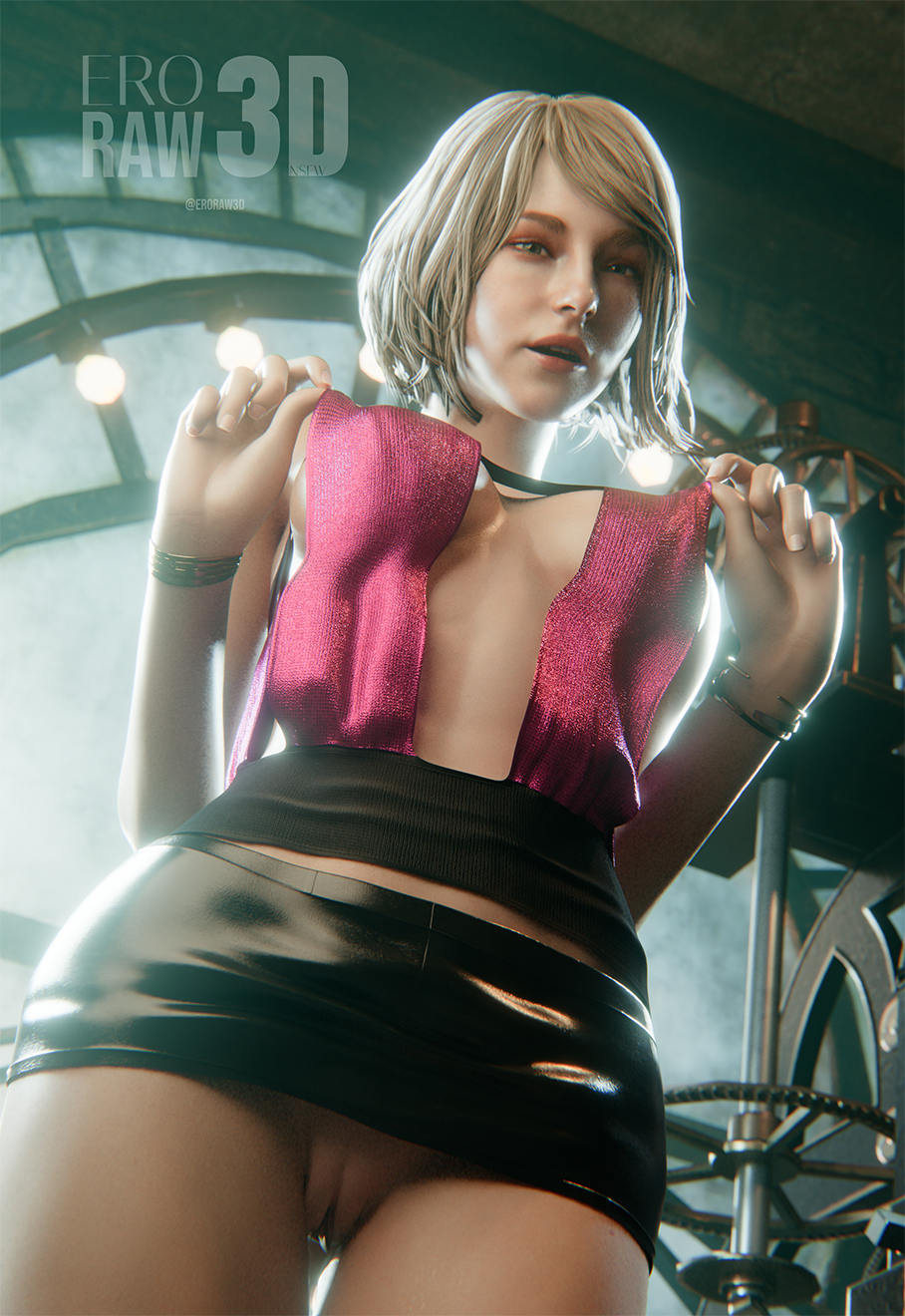 3d, ashley graham, blender, blender (artwork), blender (software), blender cycles, cg, cgi, eroraw3d, lingerie, posing, posing for picture, posing for the viewer, posing nude, pussy, resident evil, resident evil 4, resident evil 4 remake