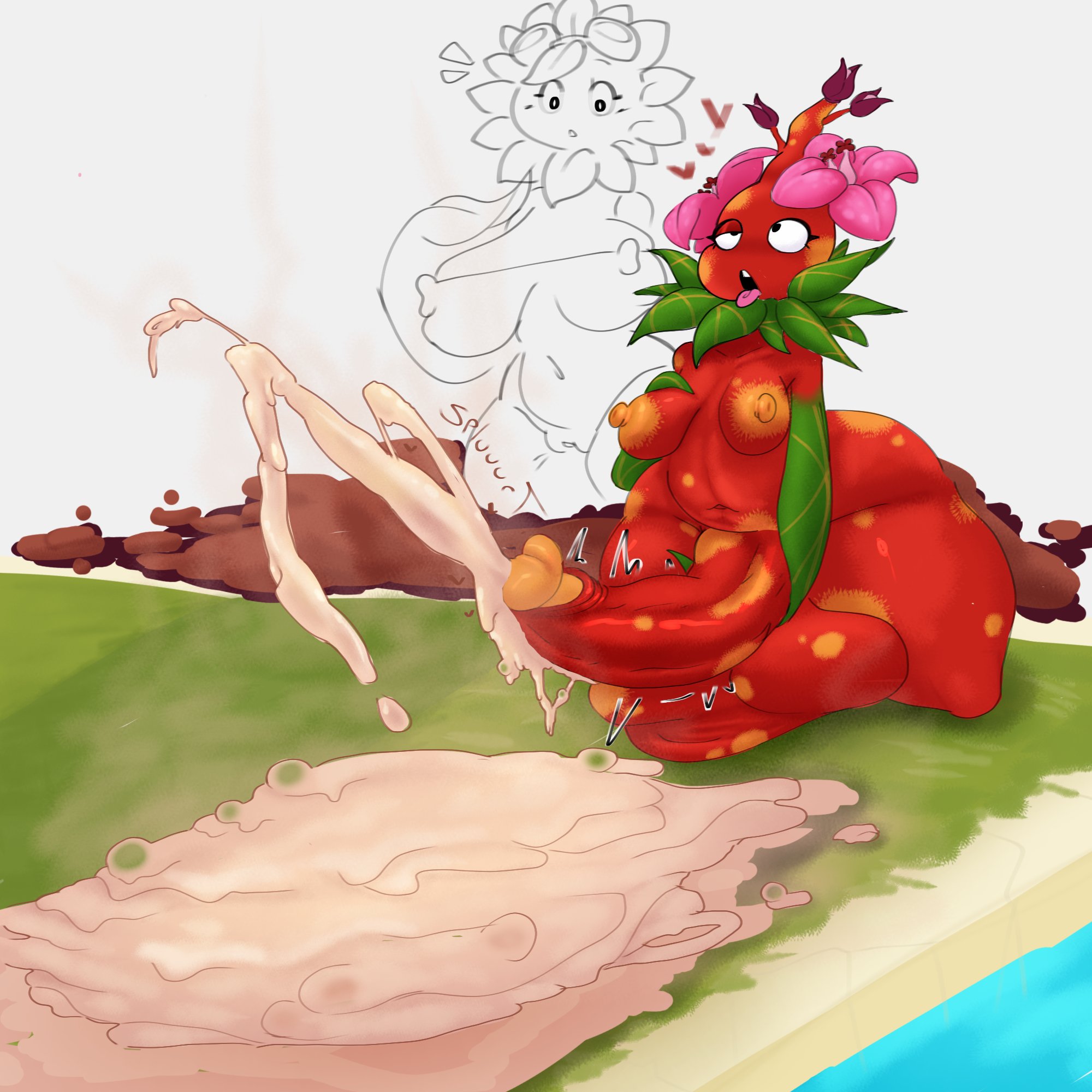 1futa, 1girls, anthro, anthro character, cum, dickgirl, electronic arts, fireweed (pvz), flora fauna, funny, futa, futanari, huge balls, huge cock, infinite cum, mapuliart, masturbating, masturbation, penis, plant girl, plant humanoid, plantie, plants vs zombies, plants vs zombies: heroes, popcap, popcap games, pvz, solar flare (pvz), sunflower (pvz), video game, video game character