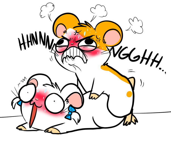 1boy 1girls artist_request bijou blush funny hamster hamtaro hamtaro_(series) sex stressed tagme