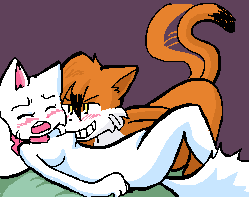 anthro_on_anthro bittersweet_candy_bowl feline fingering lucy_(bcb) orange_fur paulo_(bcb) tagme webcomic white_fur yellow_eyes