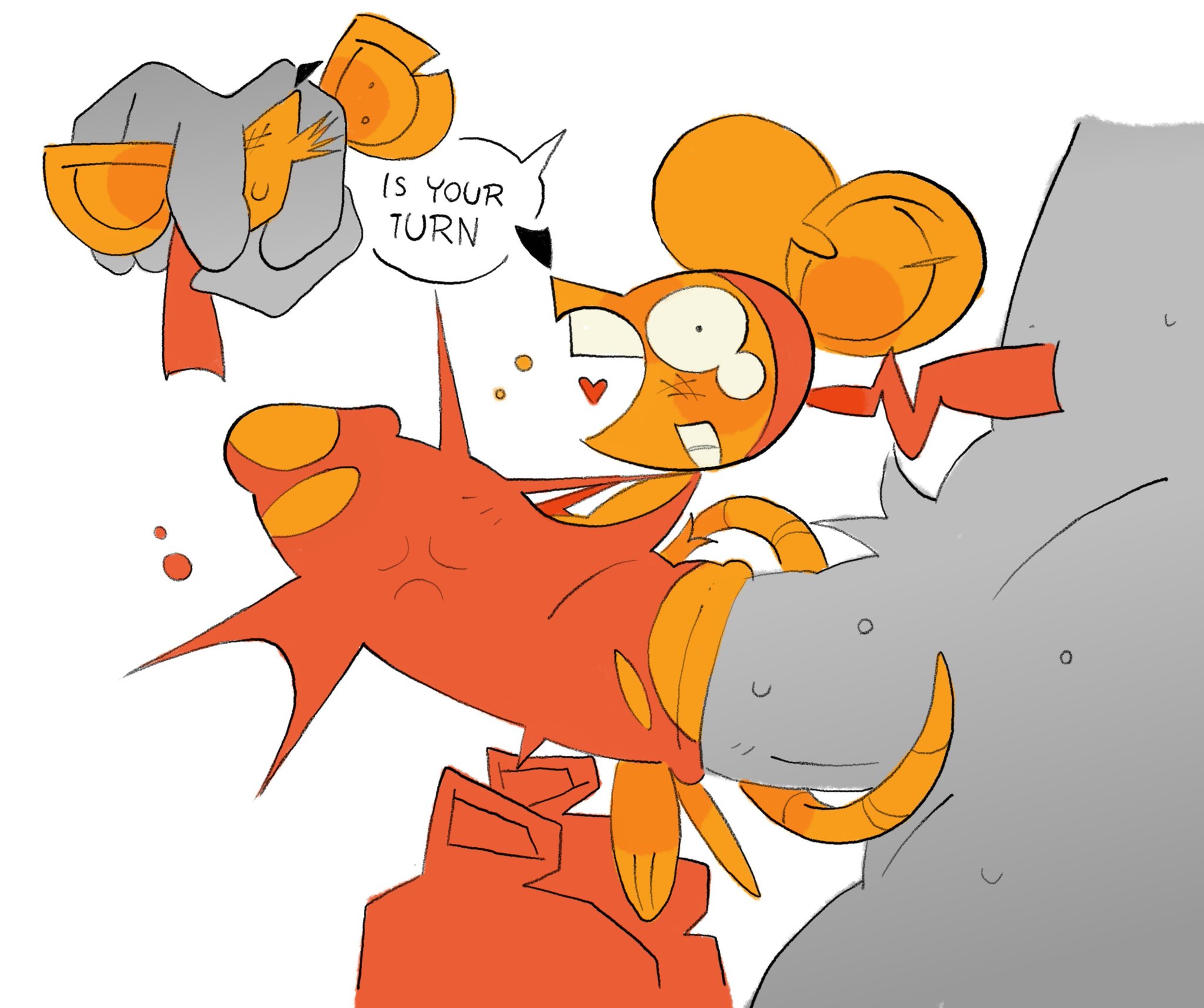 deltarune, orange (deltarune), rat, real saming, size difference, stomach bulge