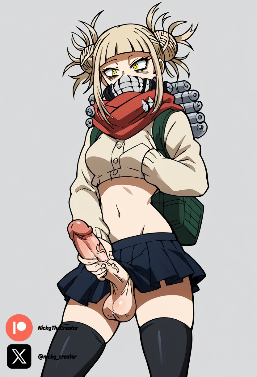 ai_generated big_breasts big_penis blonde_female blonde_hair blonde_hair_female boku_no_hero_academia cock colored dick fluids futa_only futanari futanari/female himiko_toga masturbation my_hero_academia penis sexy sexy_body sexy_pose testicles white_body white_girl white_skin yellow_eyes