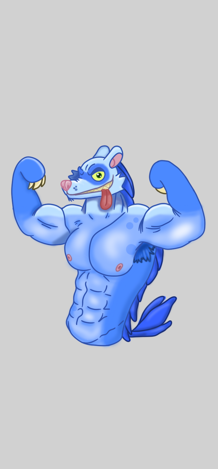 1boy 1male 6_pack abs anthro biceps biting_own_tongue biting_tongue blarret ethereal_workshop furry looking_at_viewer mammal muscular muscular_male my_singing_monsters pecs six_pack solo solo_male tagme wink