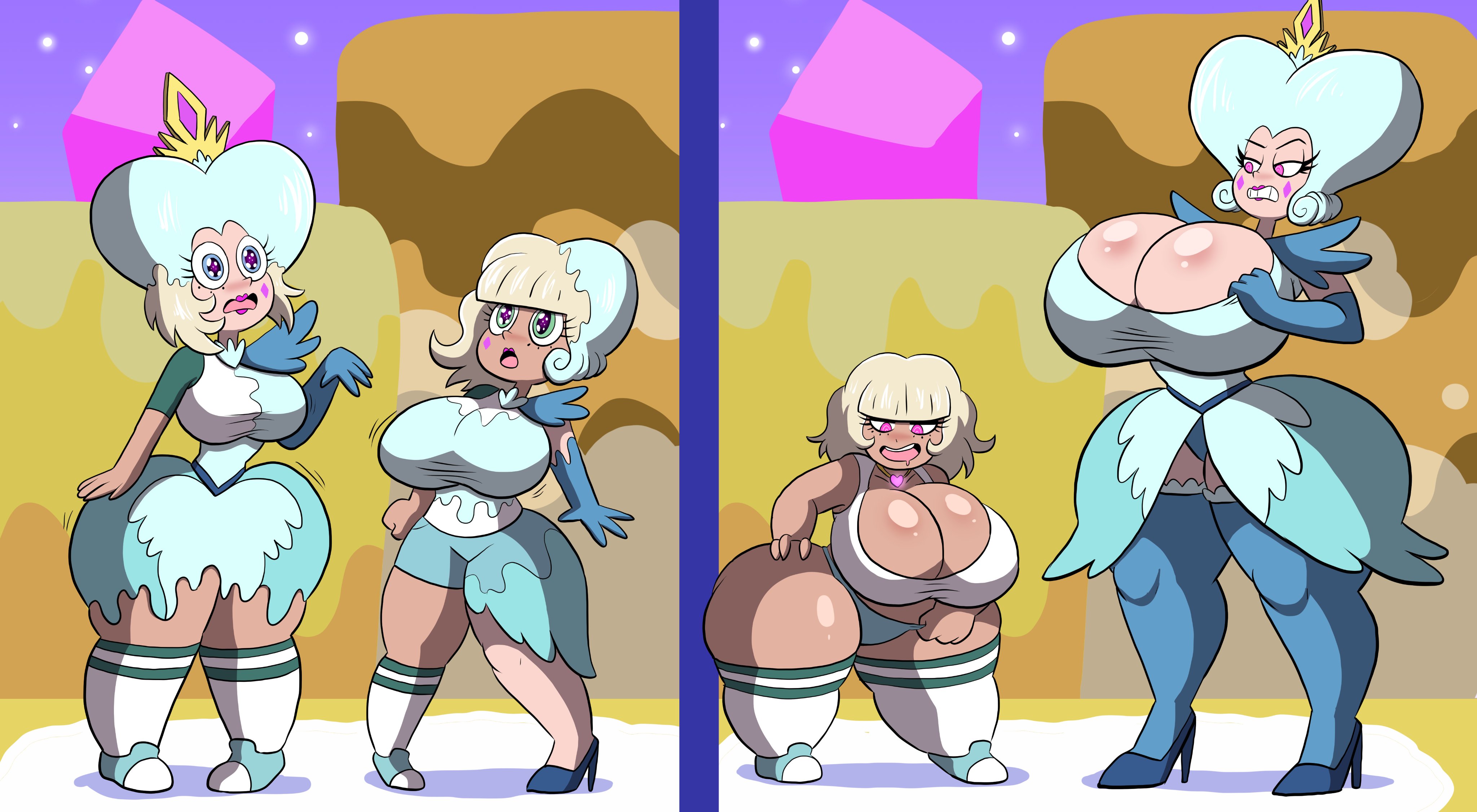 2girls, ass, ass expansion, bimbo, bimbo swap, bimbofication, body swap, breast expansion, breast growth, breast growth (enlargement), breasts, cleavage, disney, female, female only, hair growth, huge ass, huge breasts, jackie lynn thomas, mind control, moon butterfly, prinnydood, shortstack, star vs the forces of evil, thick thighs, thin waist, transformation, voluptuous, wide hips