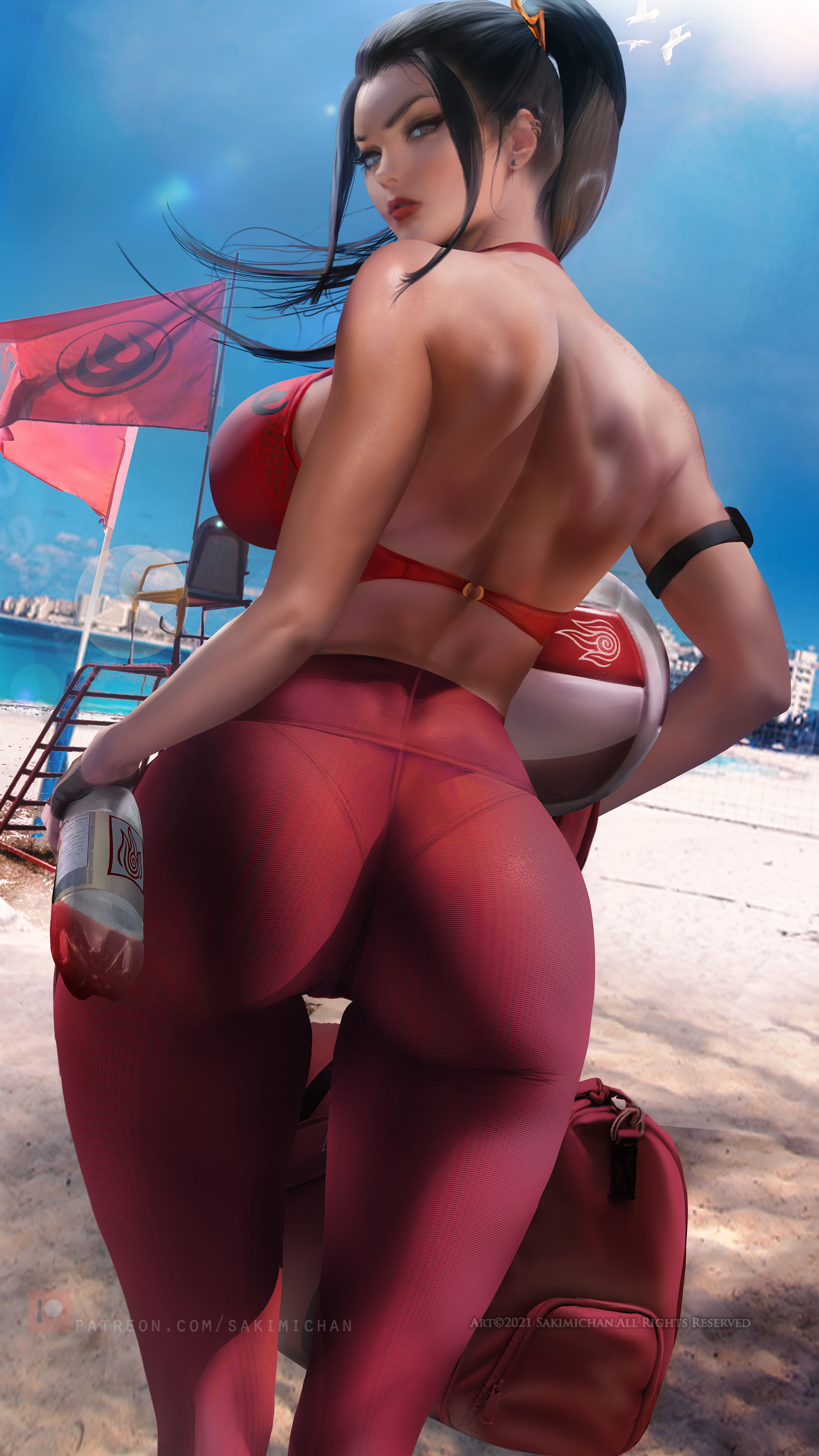1girls, ass, avatar the last airbender, azula, big breasts, breasts, bubble ass, bubble butt, clothed, clothed female, clothing, female, female only, hourglass figure, large breasts, leggings, sakimichan, solo, swimsuit, workout clothes
