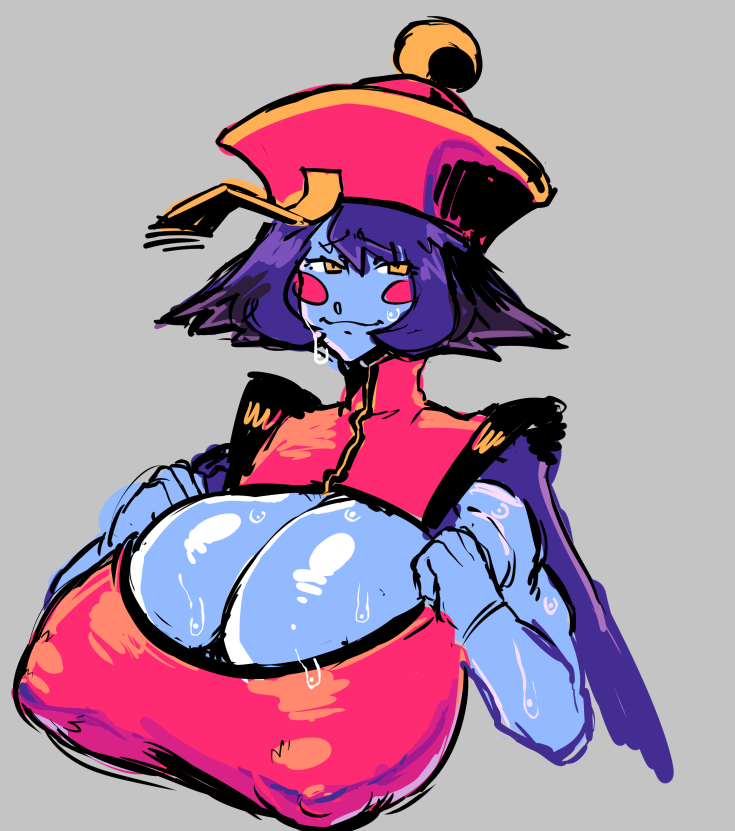 1girls breasts cleavage darkstalkers hsien_ko huge_breasts jiangshi large_breasts momfreaker