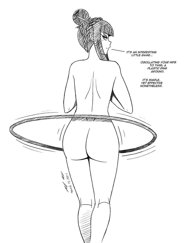 2d ass ass female hula_hoop original_character shaking_butt solo_female tagme talking_to_viewer text walkingdeadmann