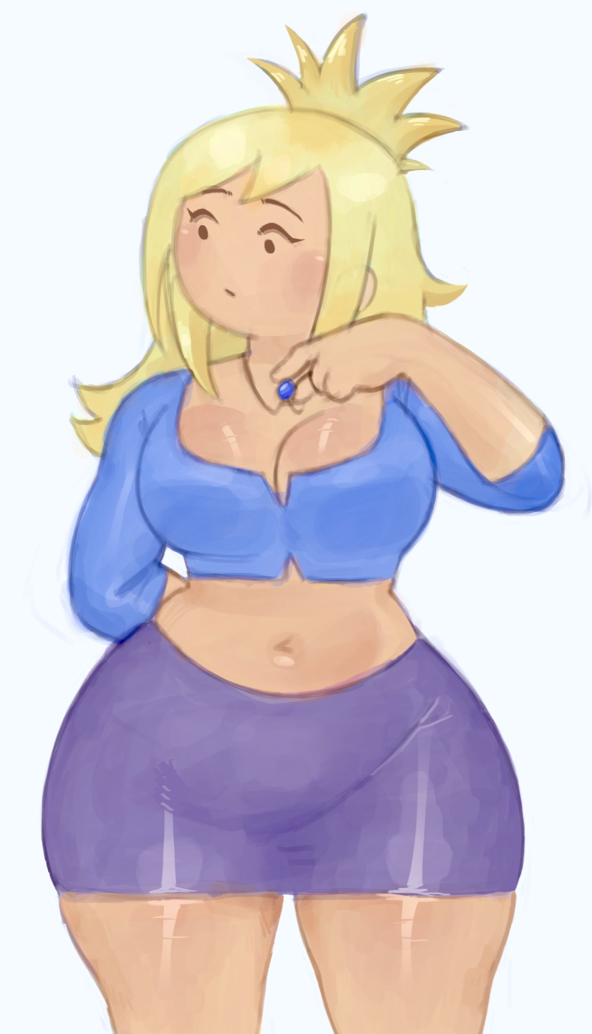 adventure time, cartoon network, chubby, clothed, crop top, cropped shirt, curvy, curvy figure, female, fionna and cake, fionna campbell (club outfit), fionna the human girl, long sleeves, thick thighs, wide hips, yomammychocy