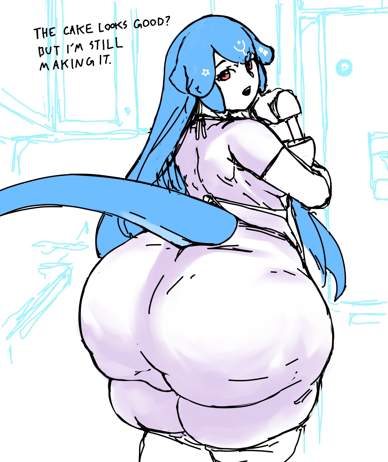 1girls, ass, back view, bao (vtuber), big ass, bottom heavy, cellulite, clothed, fat ass, female, massgrave, virtual youtuber