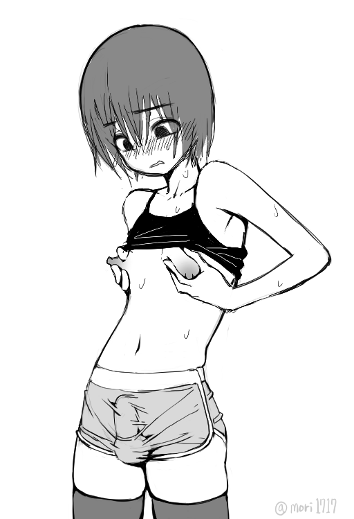 boner femboy lifting_shirt lifting_tank_top mori1717 small_breasts