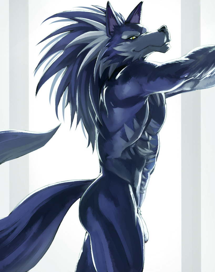 1boy anthro ass darkstalkers furry gallon gay jon_talbain male muscular nude penis tagme urabiko werewolf