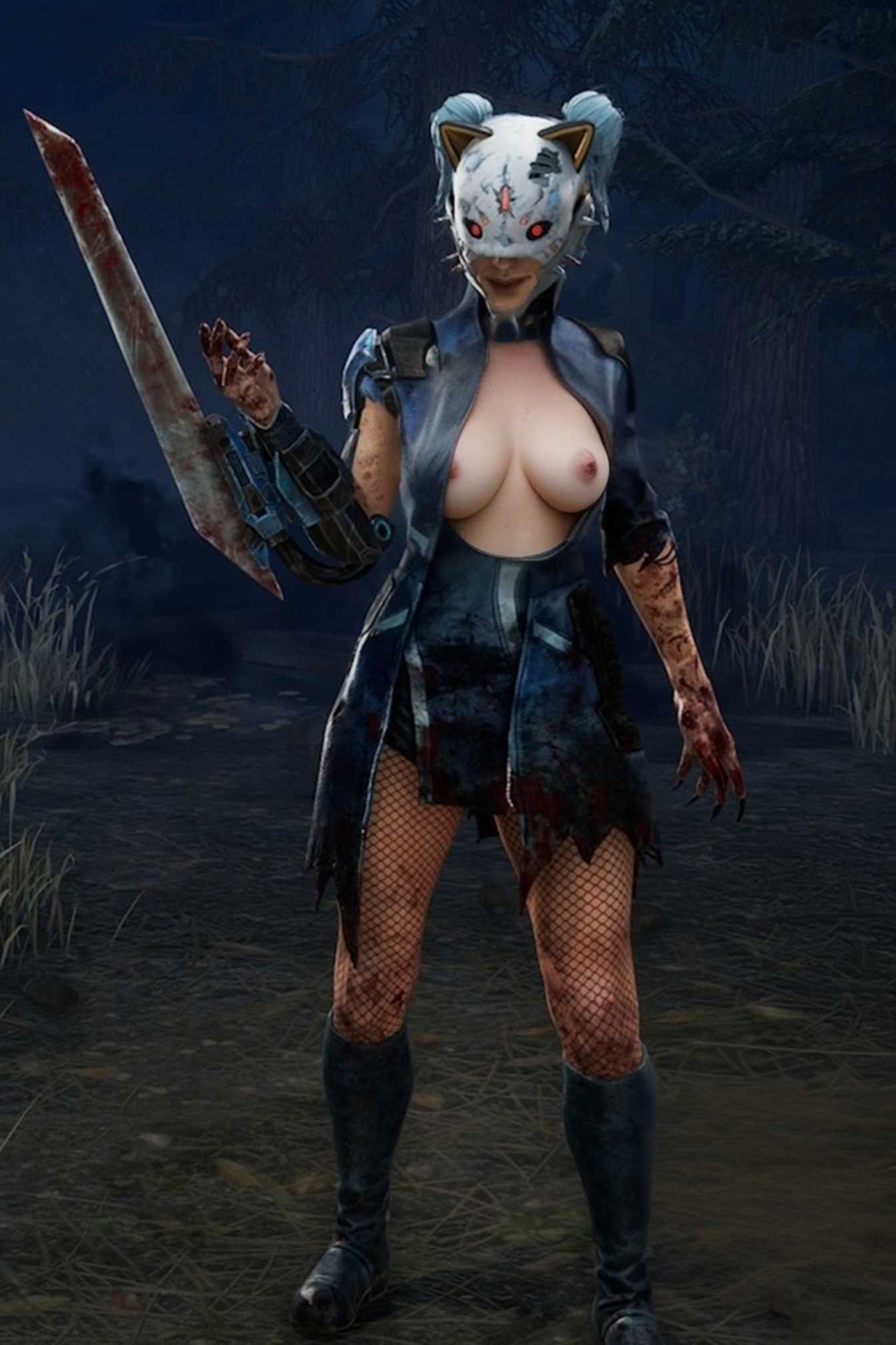 adriana_imai ai_generated dbd dead_by_daylight female fishnets horror masked_female the_skull_merchant thick_thighs