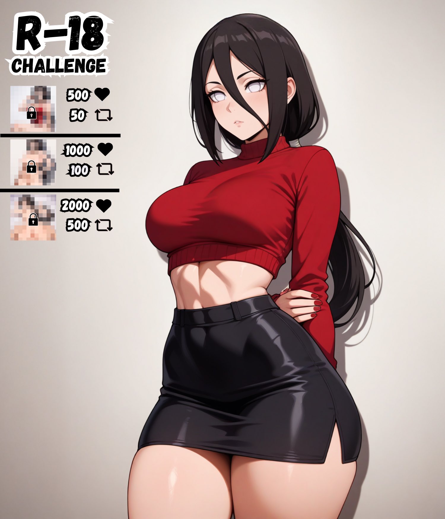 1girls, ai generated, black hair, boruto: naruto next generations, female, hyuuga hanabi, long hair, naruto (series), solo